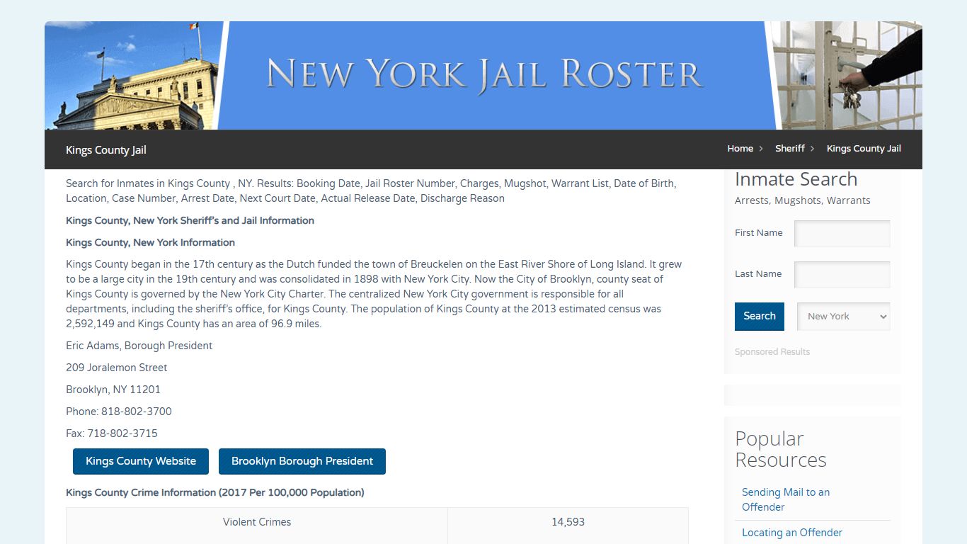 Kings County Jail | Jail Roster Search